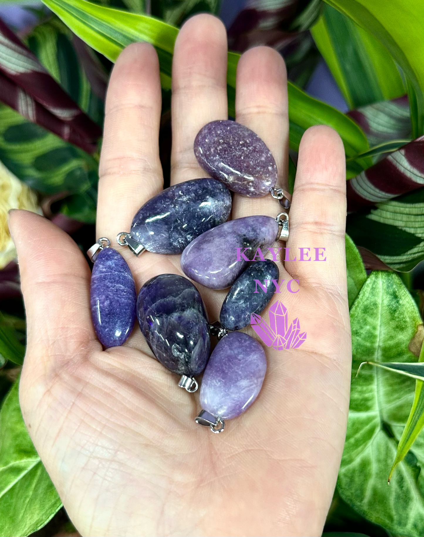 36 PCs Natural Lepidolite Crystal Pendant