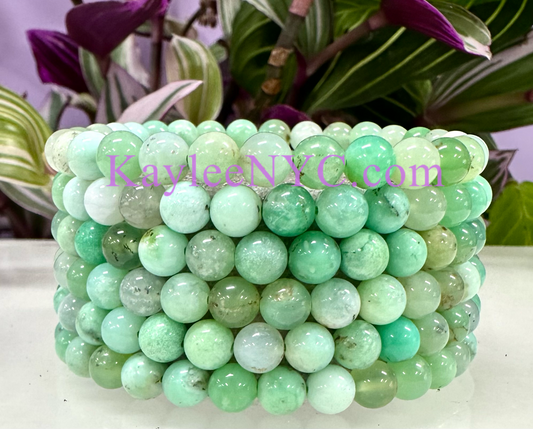 6 PCs 6mm Natural Chrysoprase Stretch Bracelet 7.5”