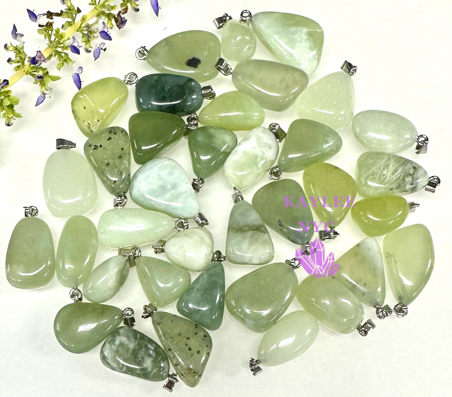 36 PCs Natural Jade Crystal Pendant