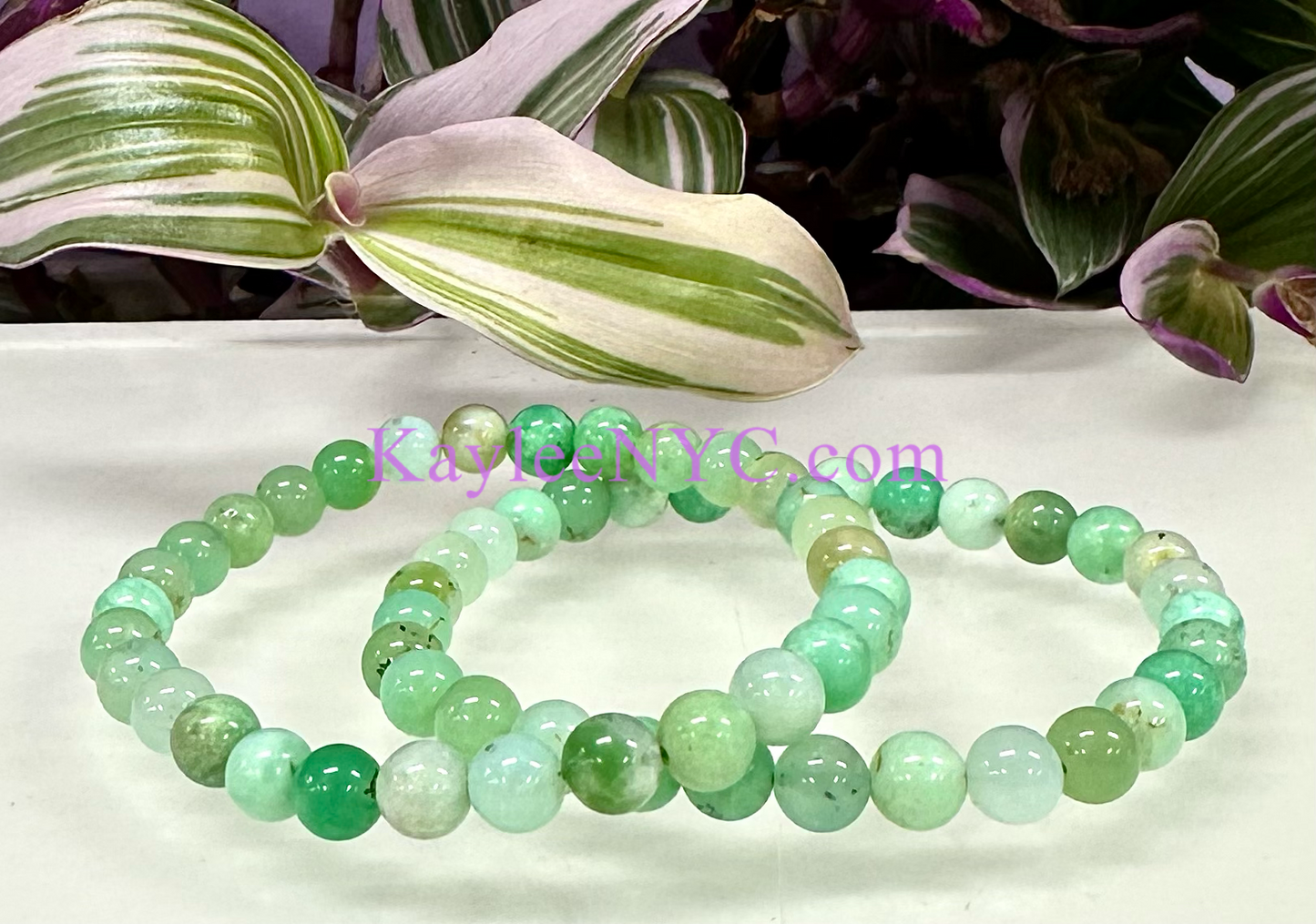 6 PCs 6mm Natural Chrysoprase Stretch Bracelet 7.5”