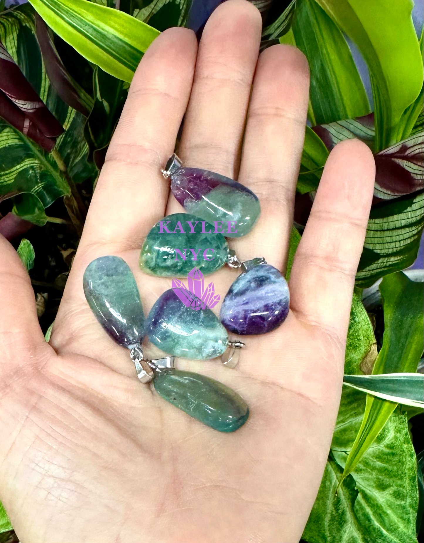 36 PCs Natural Fluorite Crystal Pendant