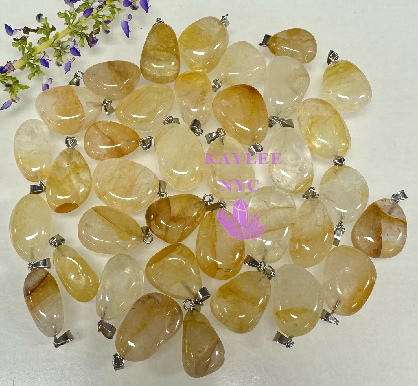 36 PCs Natural Golden Healer Crystal Pendant