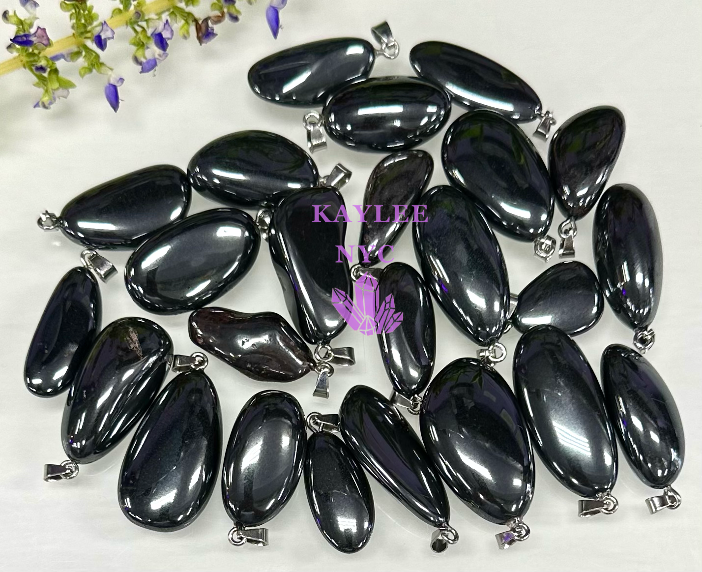 24 PCs Natural Hematite Crystal Pendant