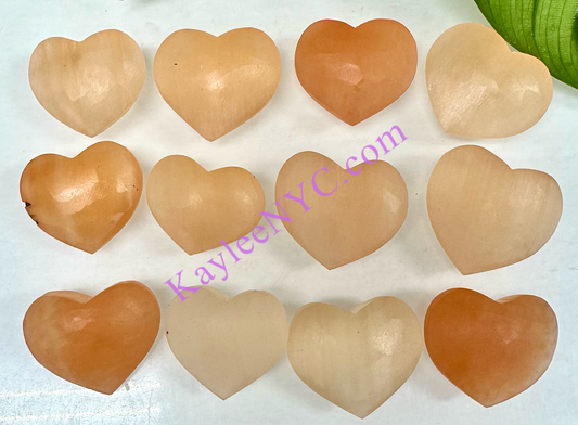 Wholesale Lot 12 pcs Natural Peach Selenite aka Satin Spar Heart Healing Energy