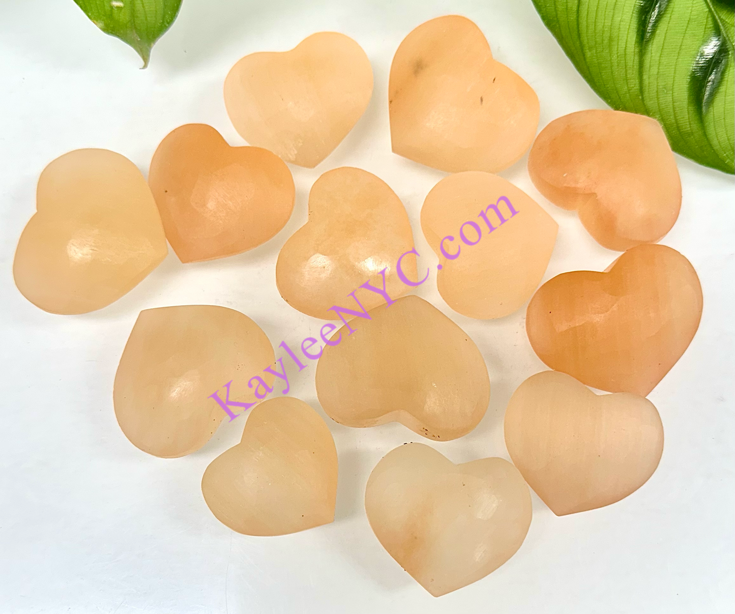 Wholesale Lot 12 pcs Natural Peach Selenite aka Satin Spar Heart Healing Energy