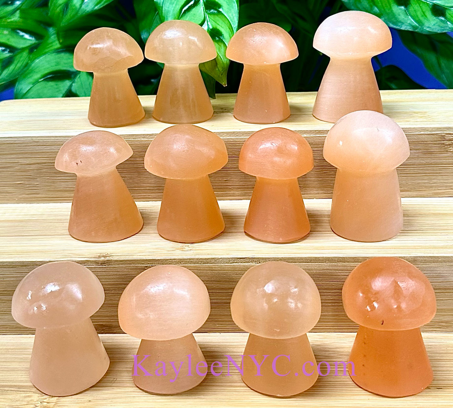 Wholesale Lot 12 pcs Natural Peach Selenite aka Satin Spar Mushroom Healing Energy