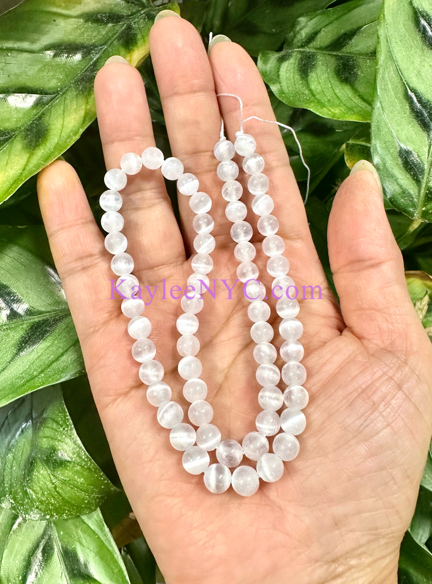 3 strands 6mm Natural Selenite aka Satin Spar Beads