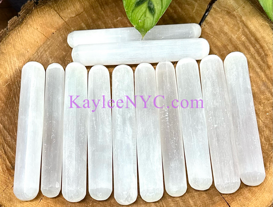 Wholesale Lot 12 pcs Natural Selenite aka Satin Spar Chakra Massage Wand Crystal Healing Energy