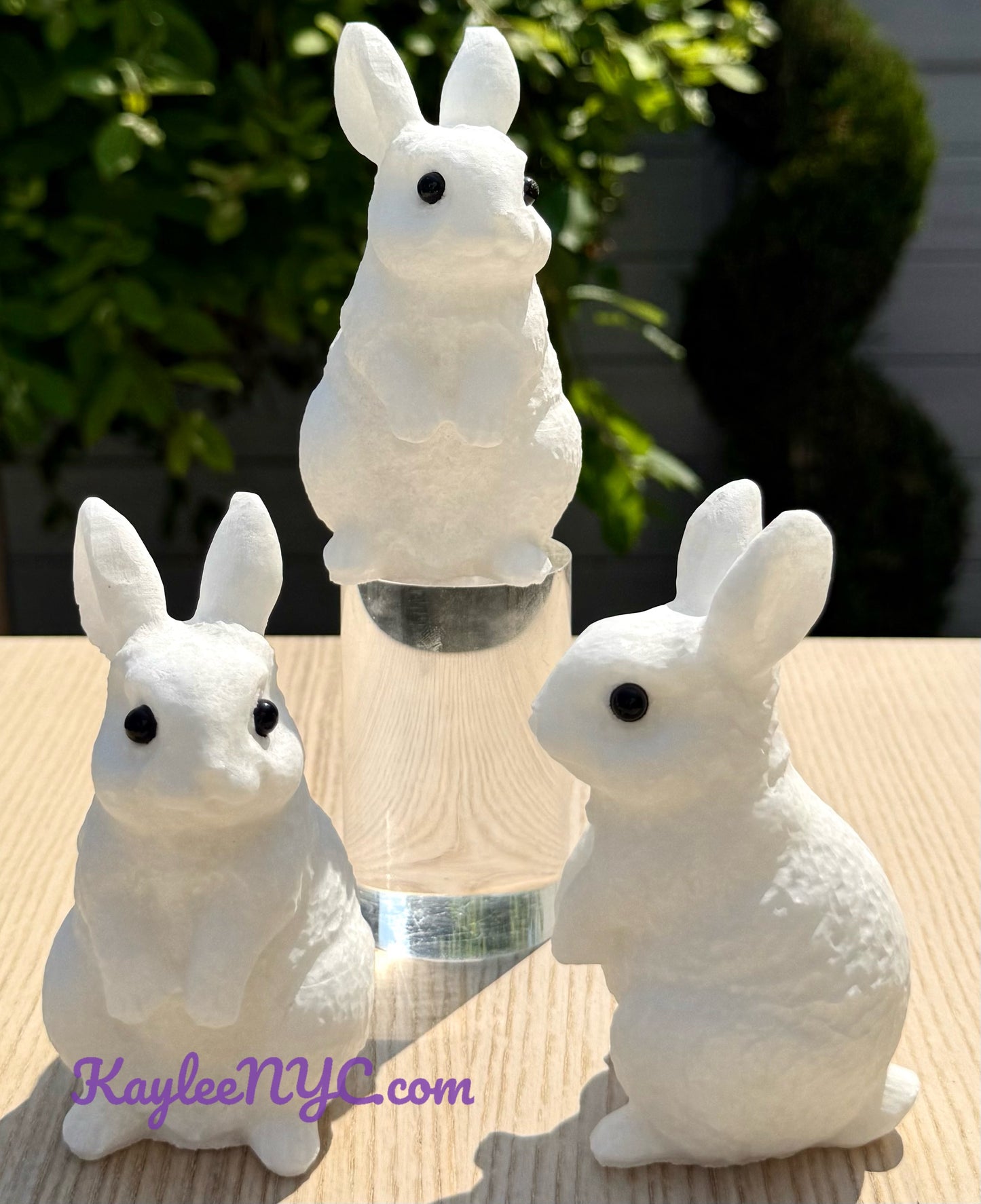 3 PCs Natural Snow Quartz Rabbit Bunny Crystals Healing Energy 11cm