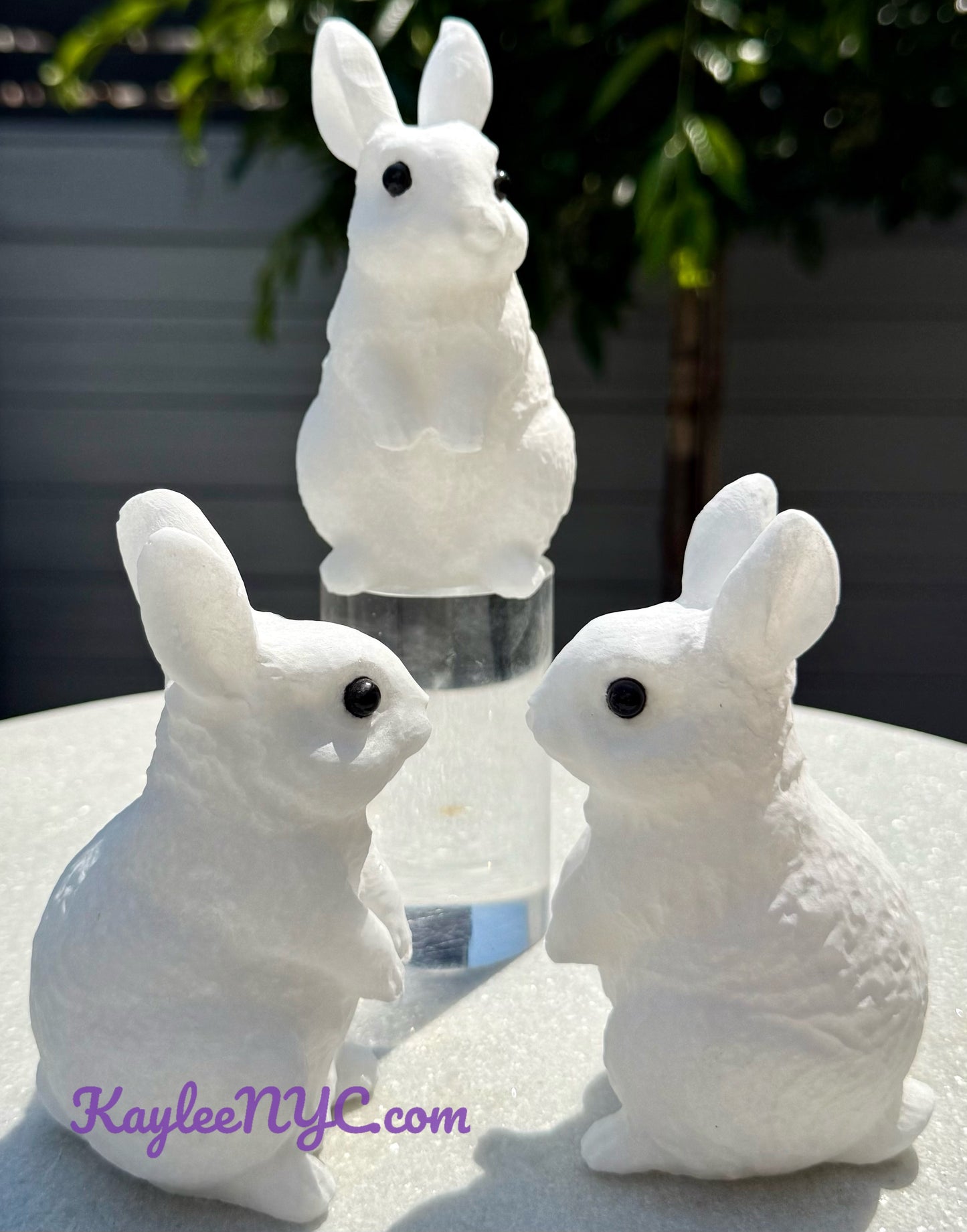 3 PCs Natural Snow Quartz Rabbit Bunny Crystals Healing Energy 11cm