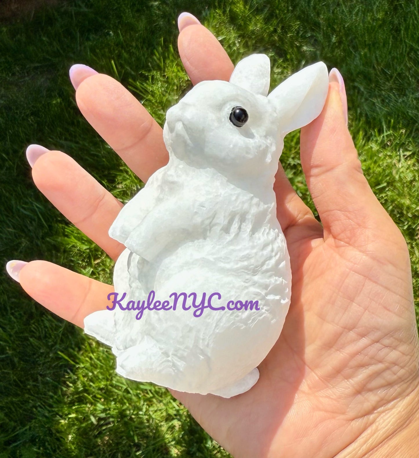3 PCs Natural Snow Quartz Rabbit Bunny Crystals Healing Energy 11cm
