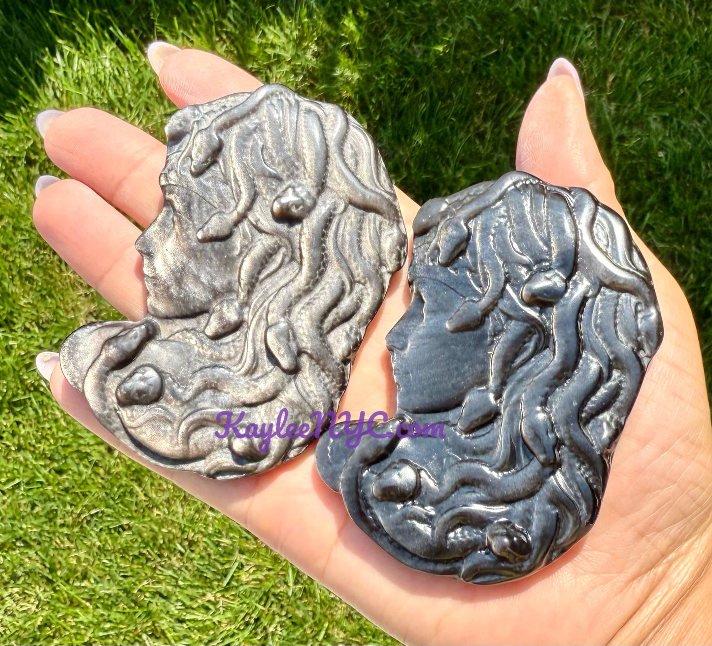 Wholesale Lot 4 pcs Natural Silver Sheen Obsidian Medusa 8cm Crystals Healing Energy