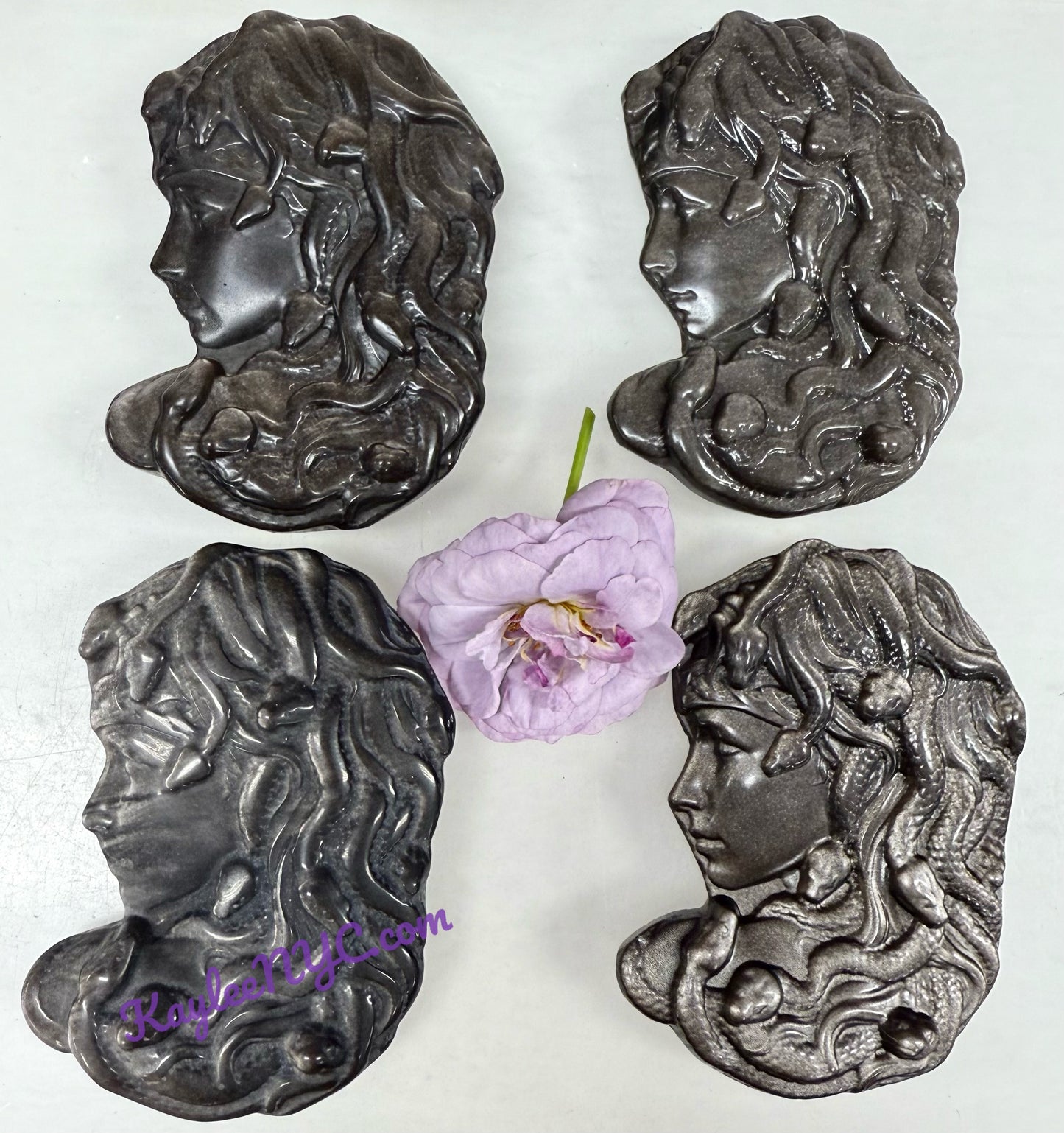 Wholesale Lot 4 pcs Natural Silver Sheen Obsidian Medusa 8cm Crystals Healing Energy