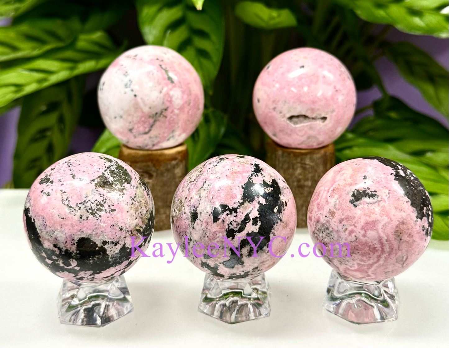 5 PCs Natural Peruvian Pink Rhodonite Sphere