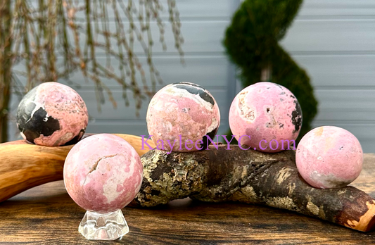 5 PCs Natural Peruvian Pink Rhodonite Sphere