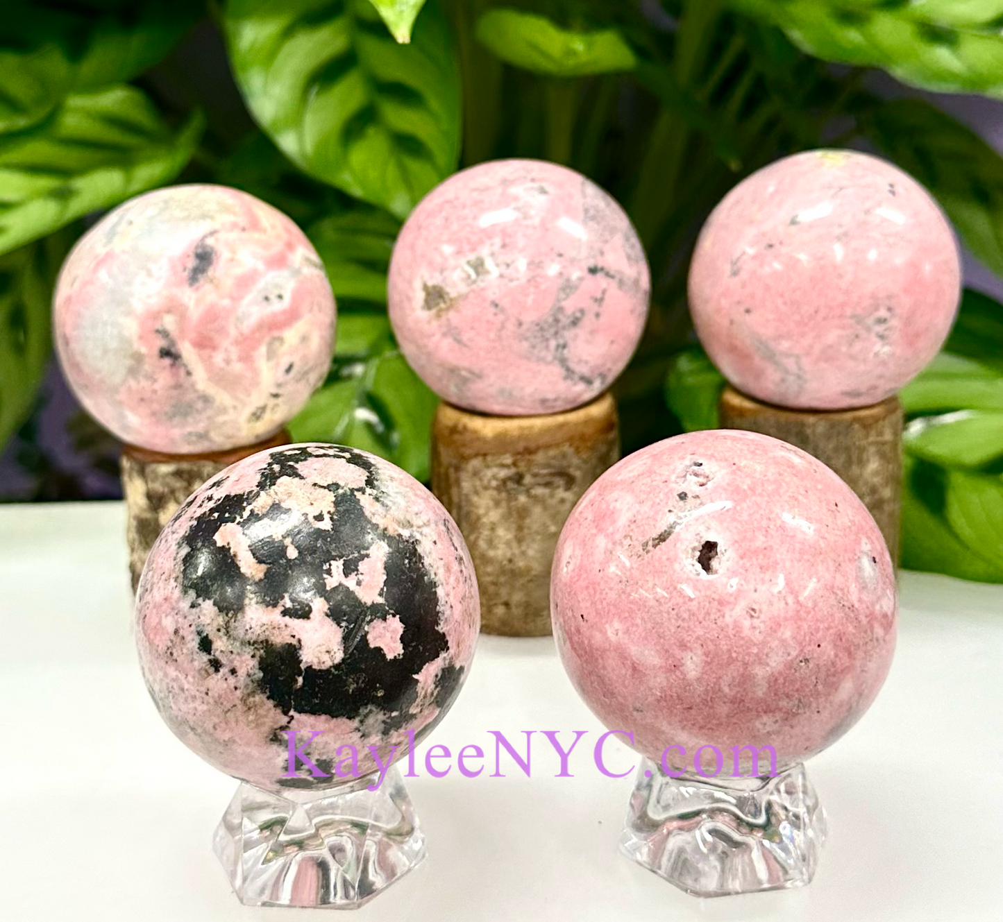 5 PCs Natural Peruvian Pink Rhodonite Sphere