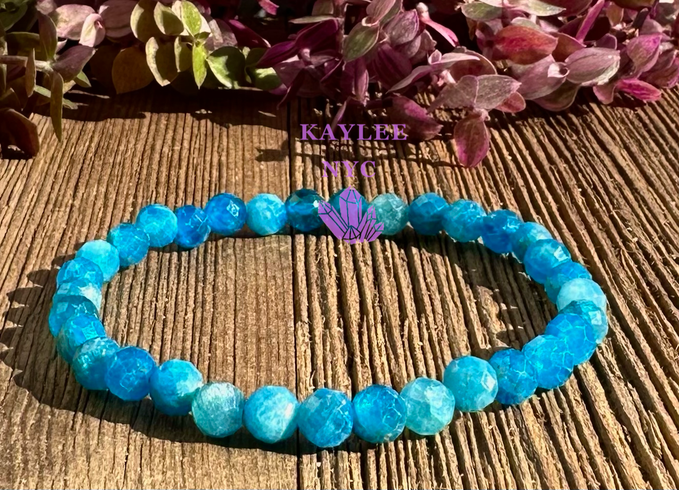 6 PCs Natural Faceted Apatite 6mm 7.5” Crystal Bracelet