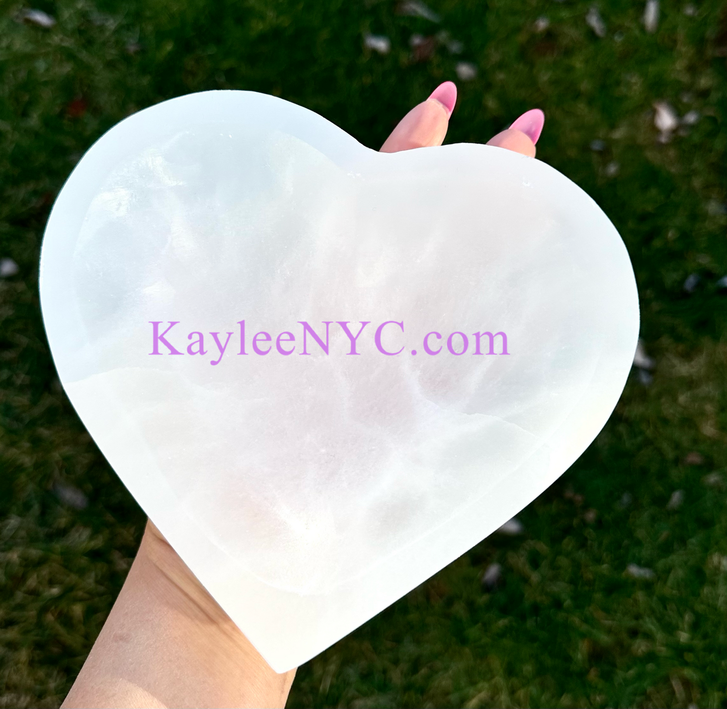 3 PCs large Natural Selenite aka Satin Spar Heart Bowl