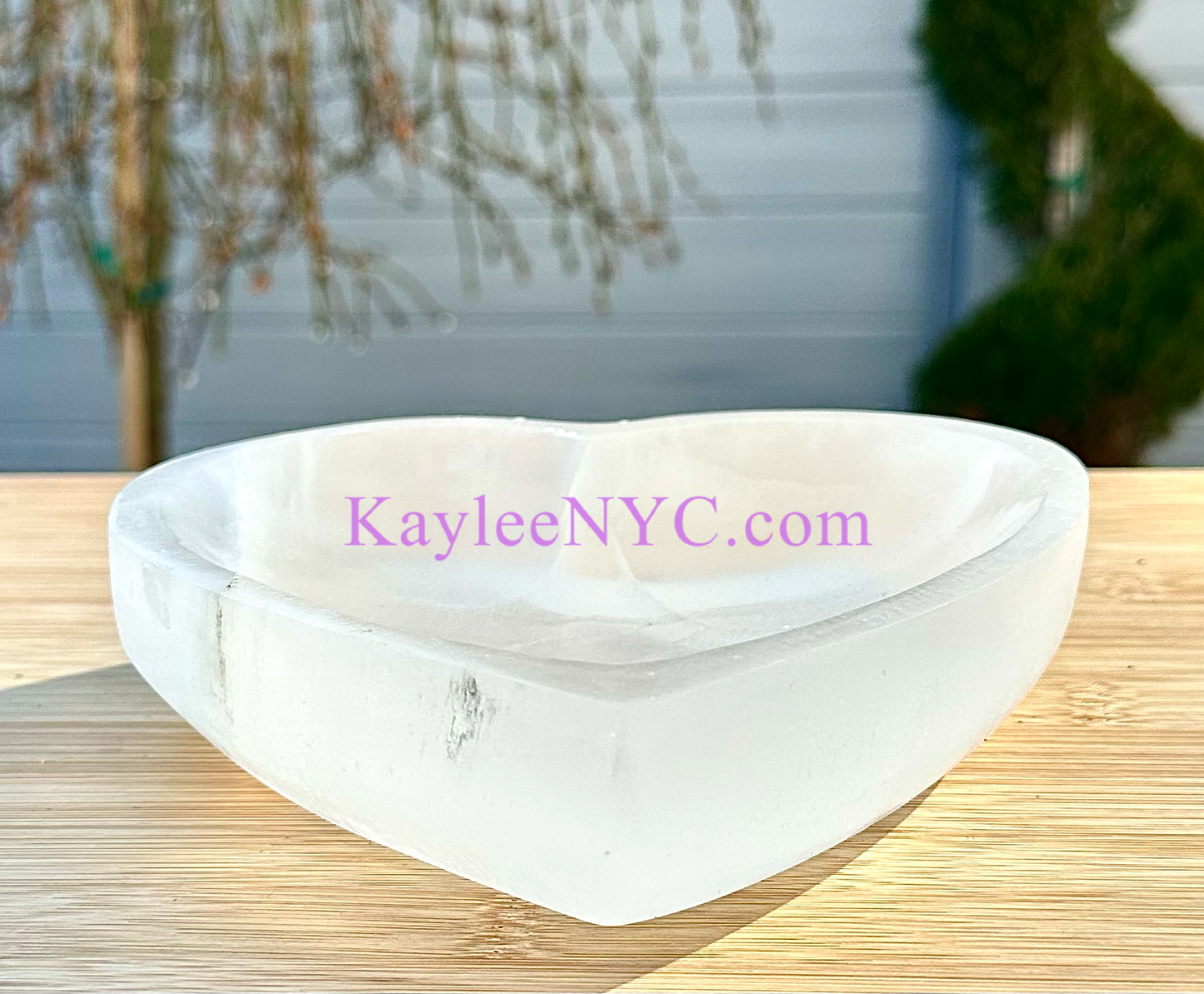 3 PCs large Natural Selenite aka Satin Spar Heart Bowl