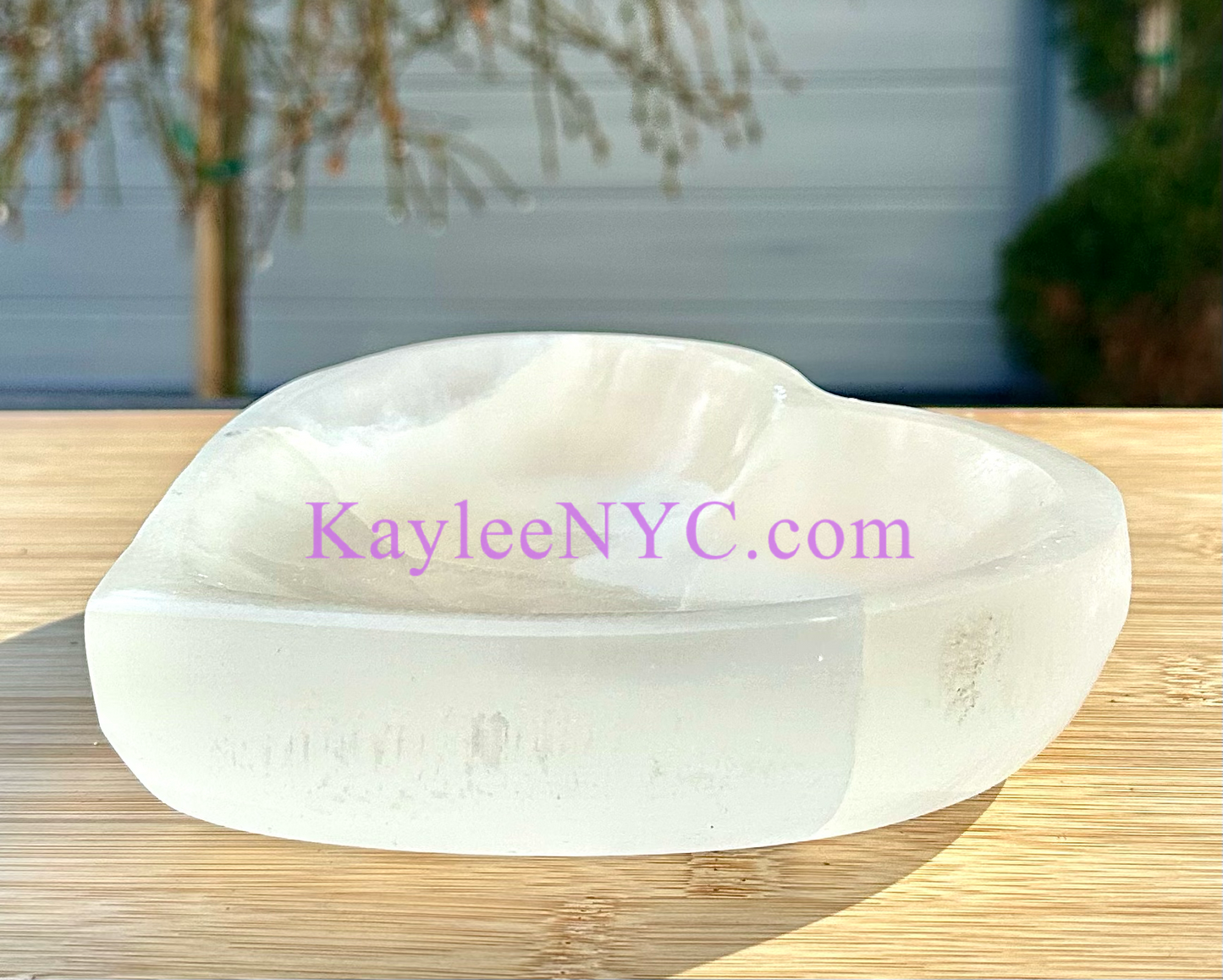 3 PCs large Natural Selenite aka Satin Spar Heart Bowl