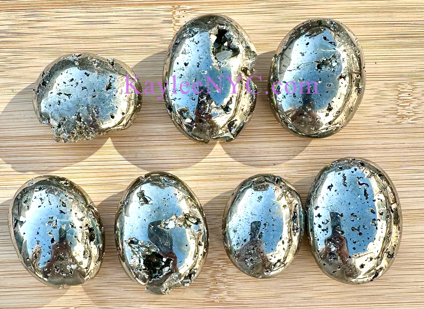 5-6 PCs Natural Pyrite Palm Stone