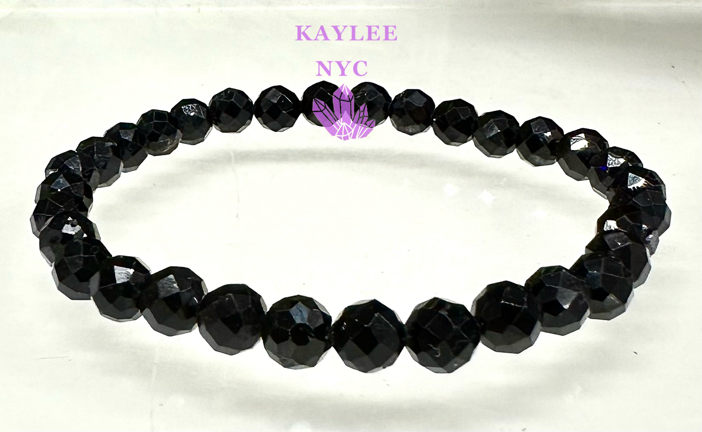 6 PCs Faceted Natural Black Tourmaline Stretch Bracelet