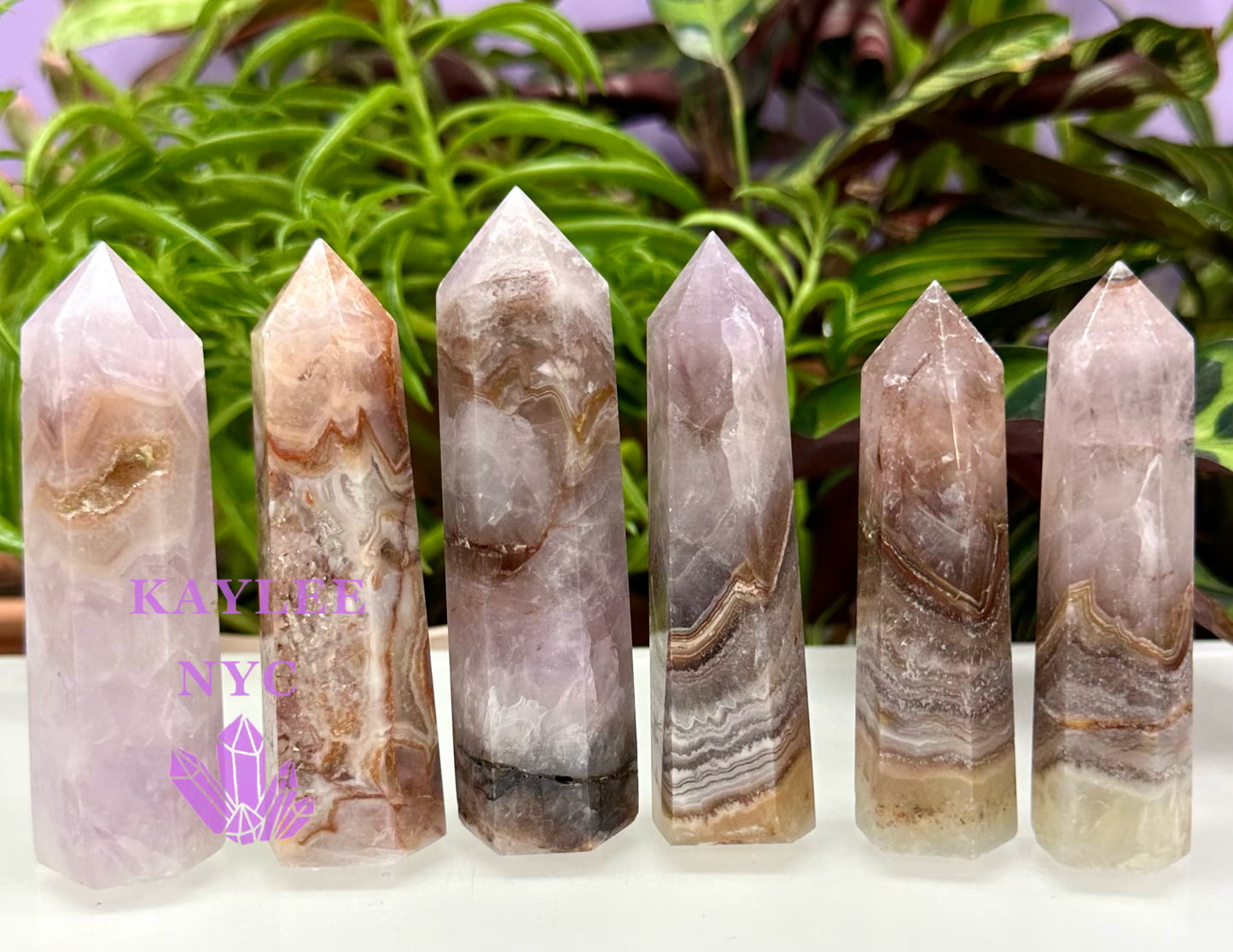 1 lb Natural Amethyst Lace Agate Obelisk Tower