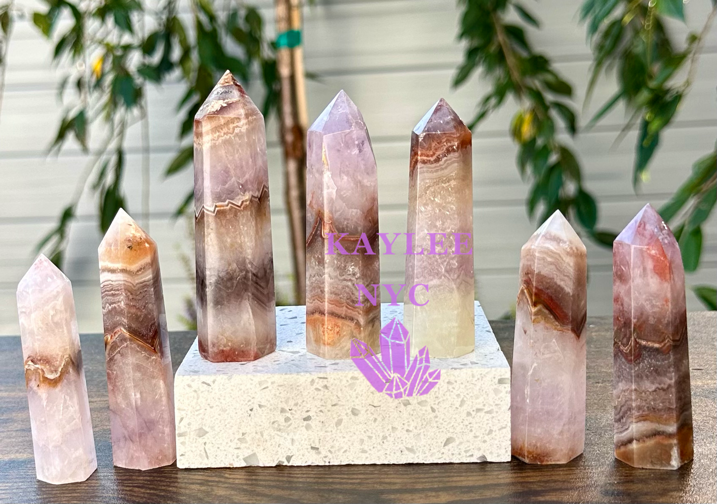 1 lb Natural Amethyst Lace Agate Obelisk Tower