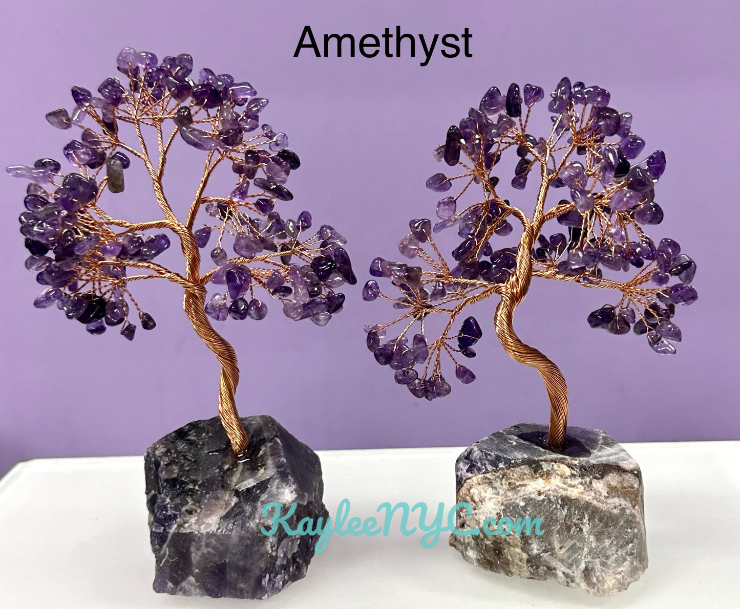 Wholesale Lot 4 Pcs Bonsai Tree with Amethyst Crystal Base