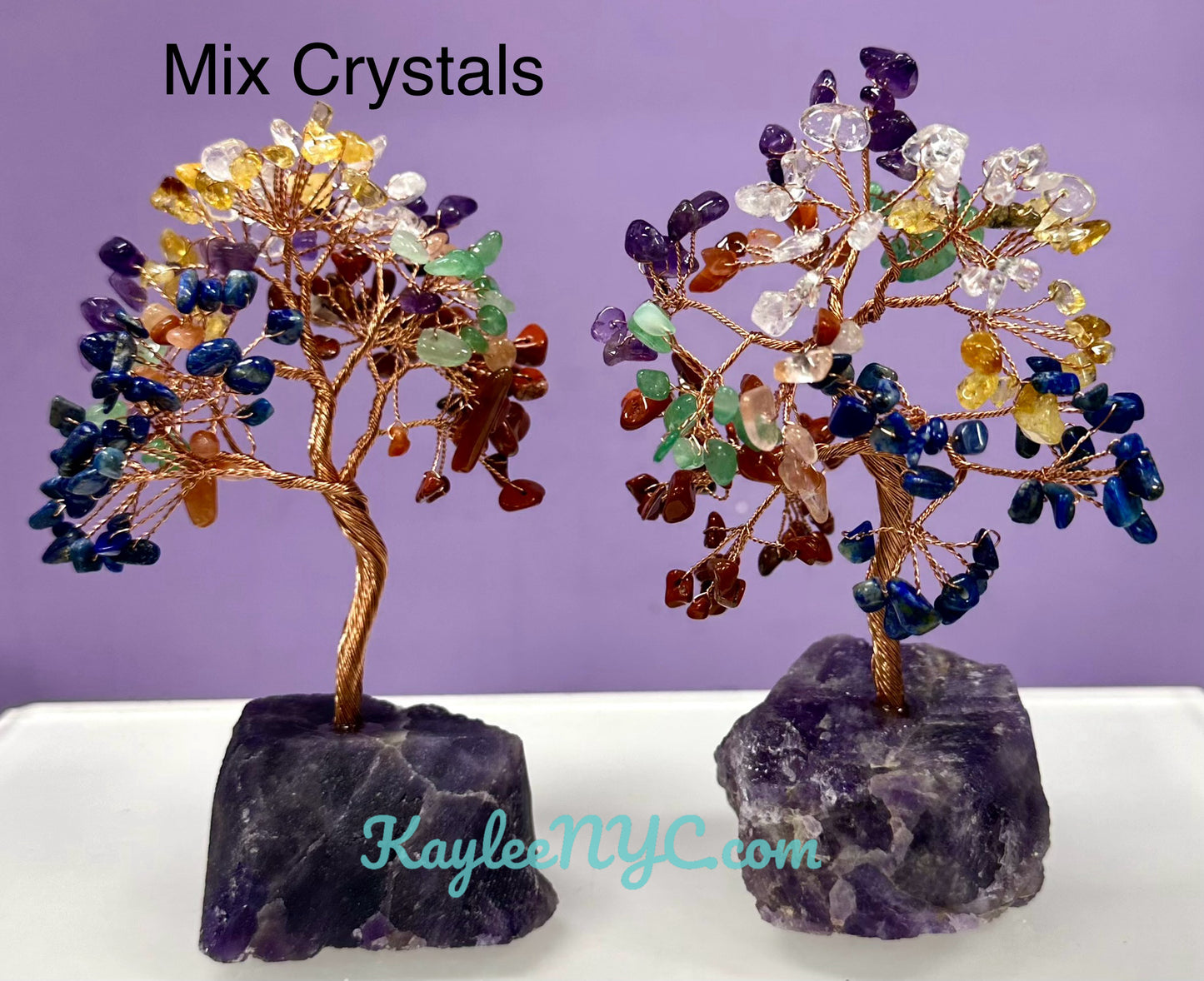 Wholesale Lot 4 Pcs Bonsai Tree with Amethyst Crystal Base