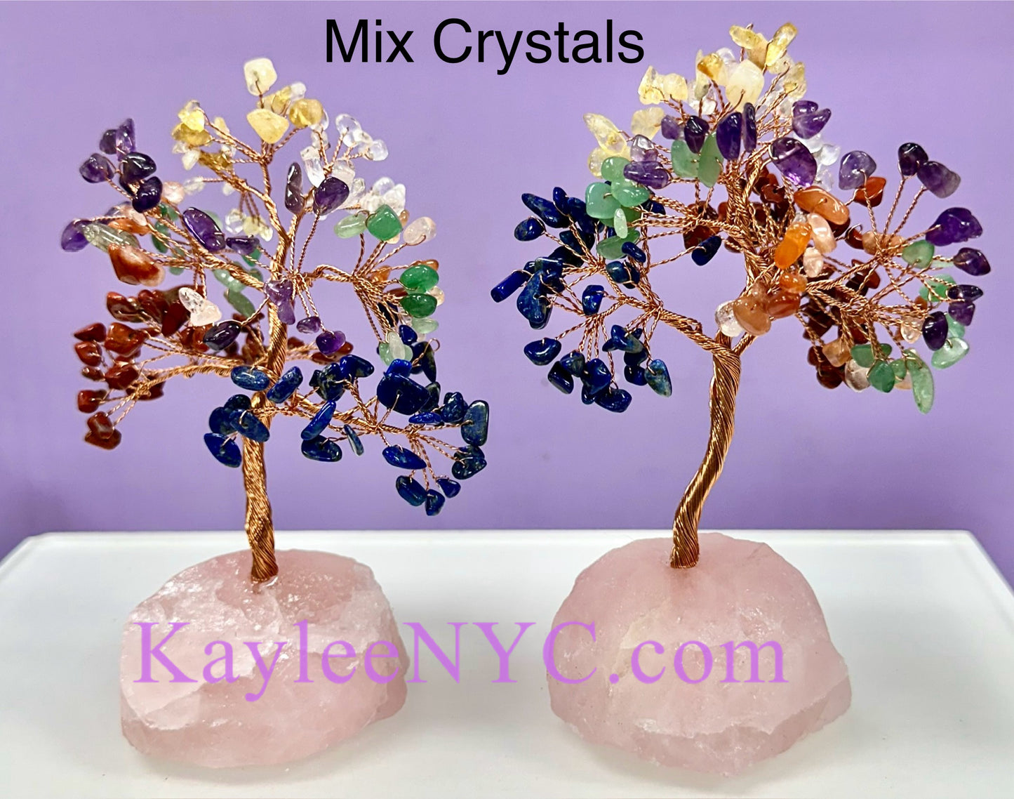 Wholesale Lot 4 Pcs Bonsai Tree with Rose Quartz Crystal Base