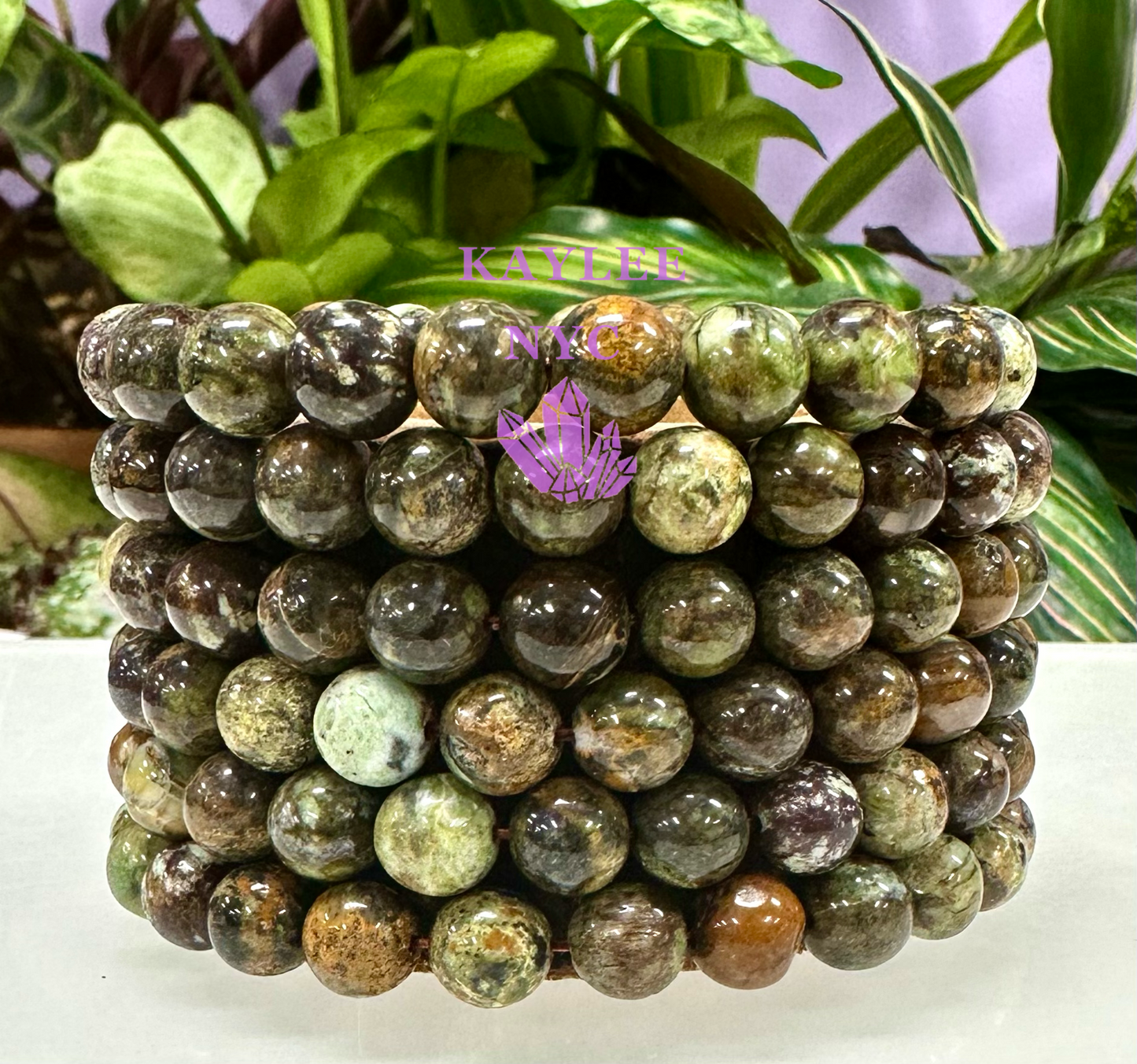 6 PCs Natural Green Opal Stretch Bracelet