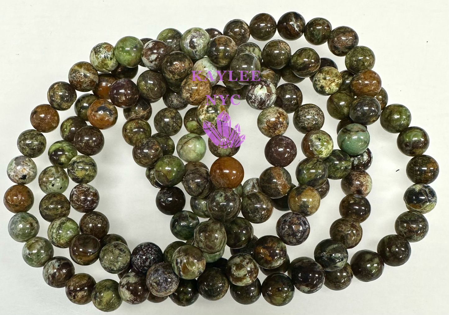 6 PCs Natural Green Opal Stretch Bracelet