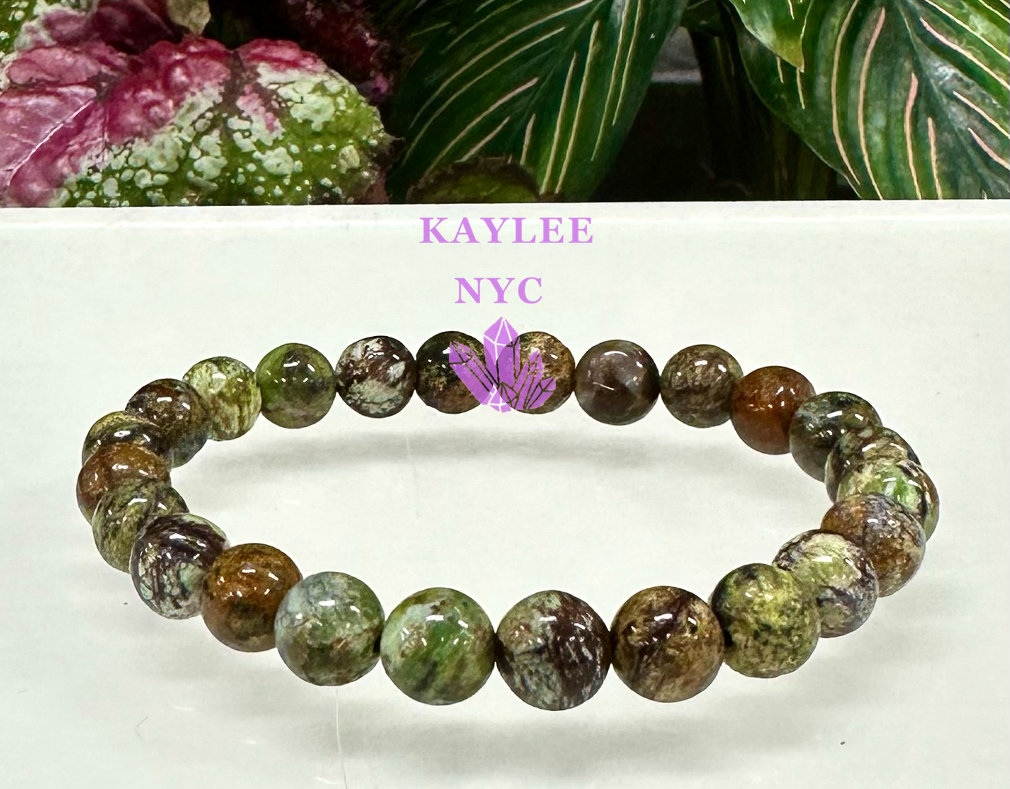 6 PCs Natural Green Opal Stretch Bracelet