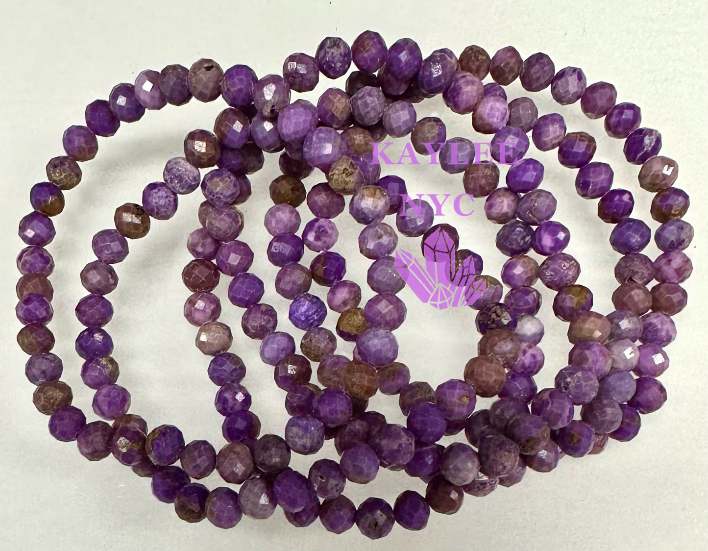 6 PCs Faceted Natural Phosphosiderite 6mm 7.5” Stretch Bracelet