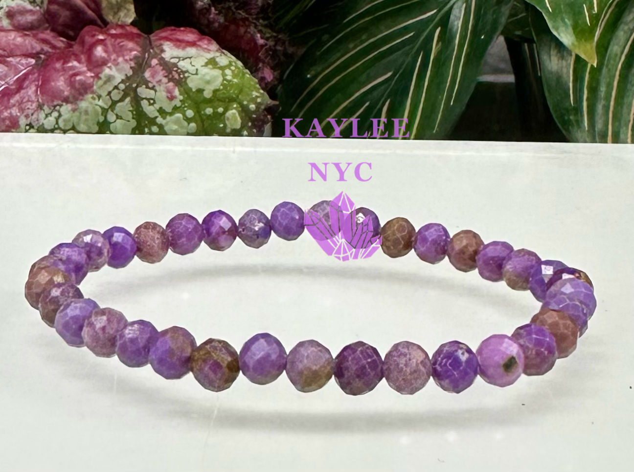 6 PCs Faceted Natural Phosphosiderite 6mm 7.5” Stretch Bracelet