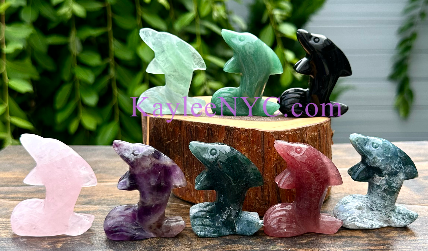 8 PCs 2.3” Natural Mix Crystals Dolphins Healing Energy