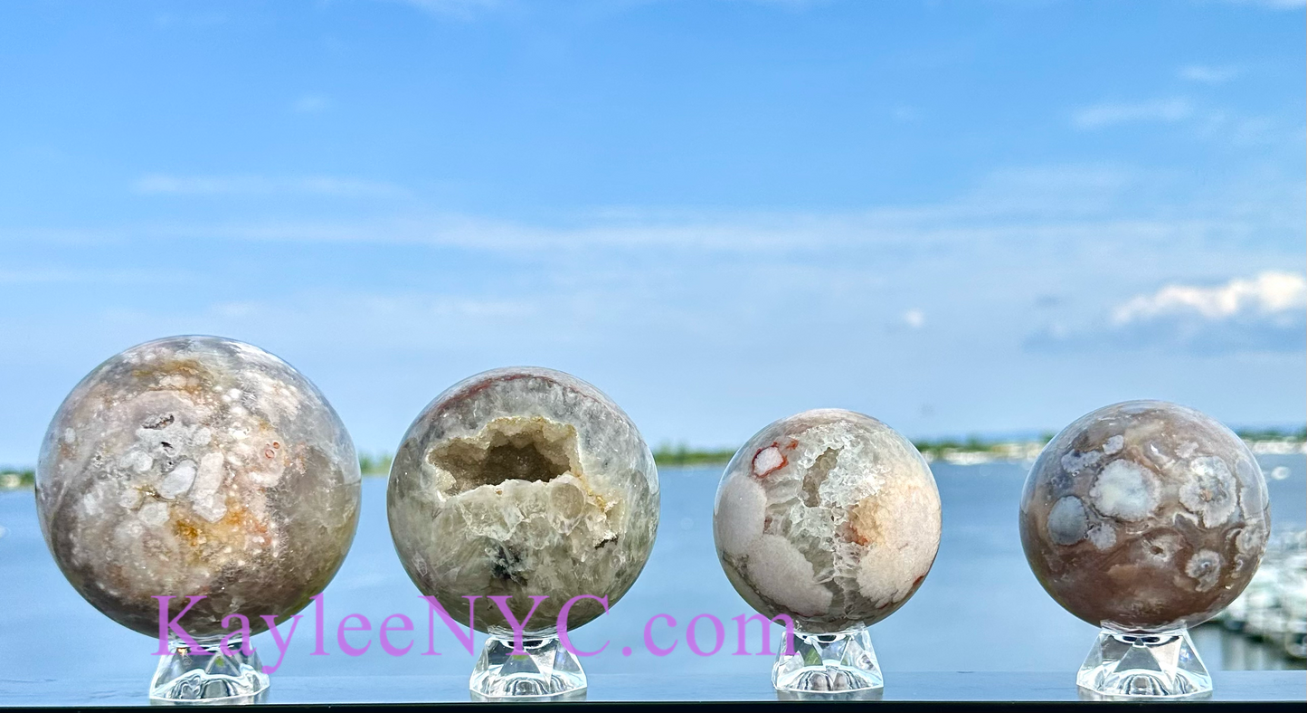 4-5 pcs Natural Green Flower Agate Sphere