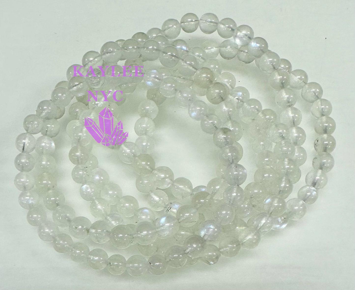 6 Pcs Natural Moonstone 6mm 7.5” Crystal Healing Stretch Bracelet