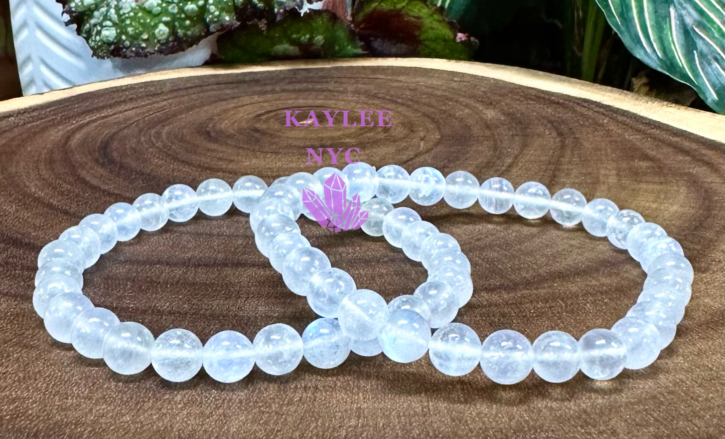 6 Pcs Natural Moonstone 6mm 7.5” Crystal Healing Stretch Bracelet