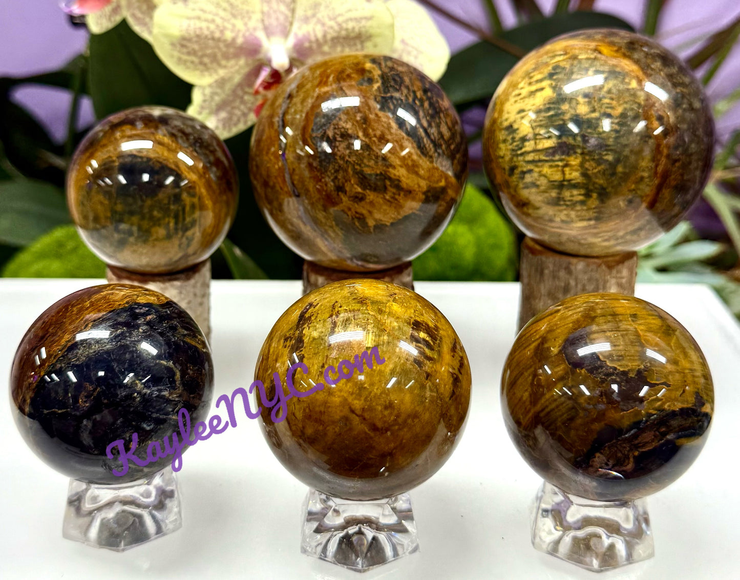 6 PCs Natural Pietersite Sphere Healing Energy