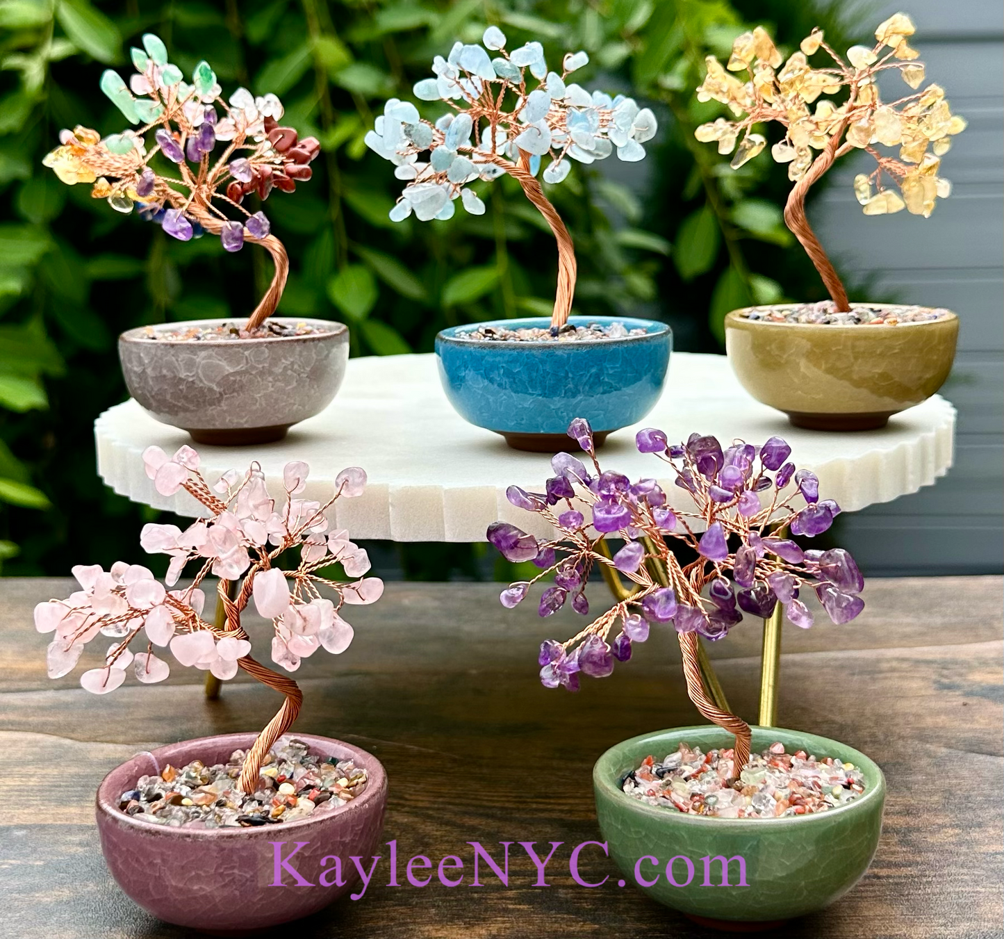 Wholesale Lot 10 Pcs Natural Crystals Bonsai Tree with Bowl Base