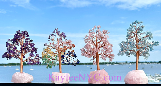 Wholesale Lot 4 Pcs Natural Crystal Tree with Rose Quartz Crystal Base