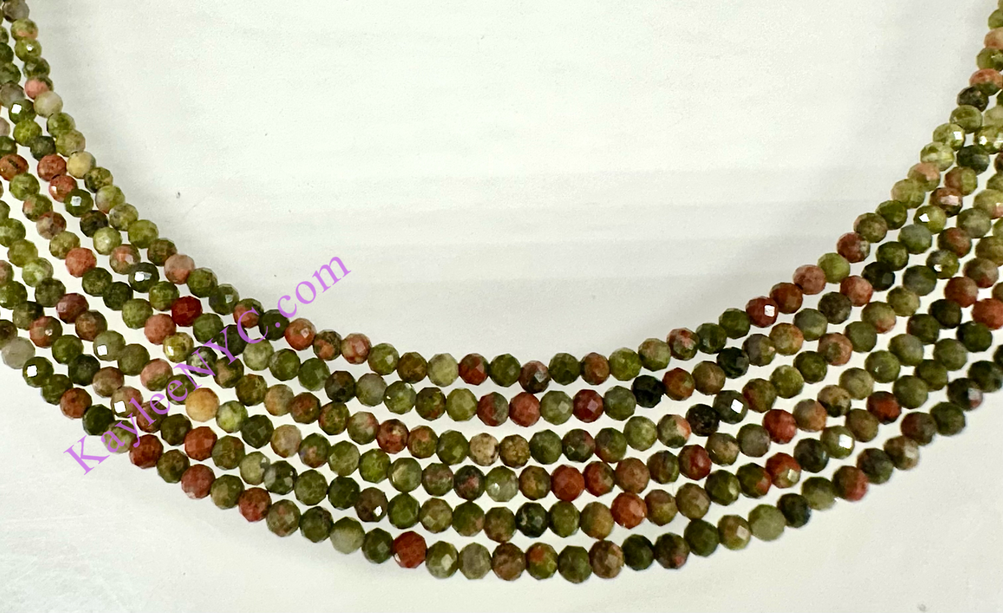 6 PCs 2mm Natural Unakite Necklace