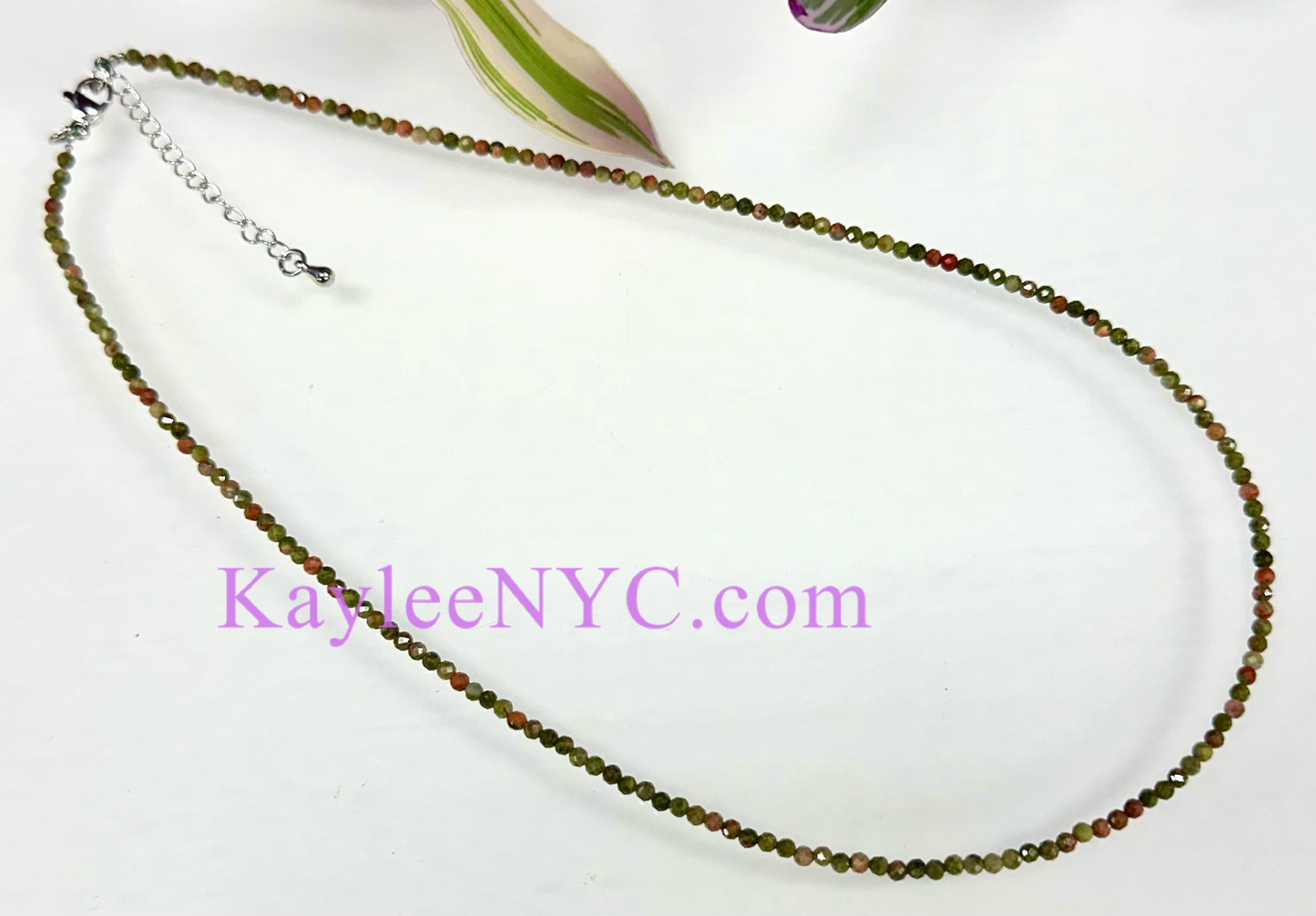 6 PCs 2mm Natural Unakite Necklace