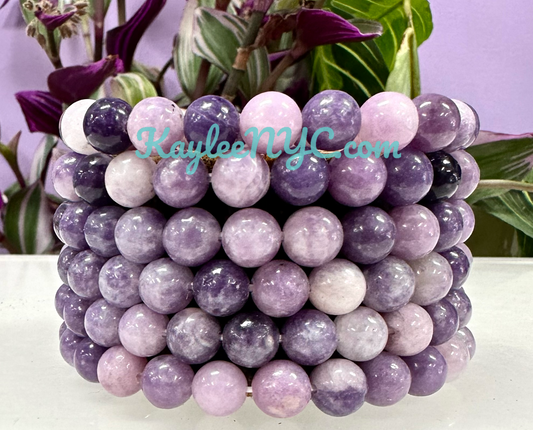 Wholesale Lot 6 Pcs Lepidolite 8mm 7.5” Crystal Healing Stretch Bracelet