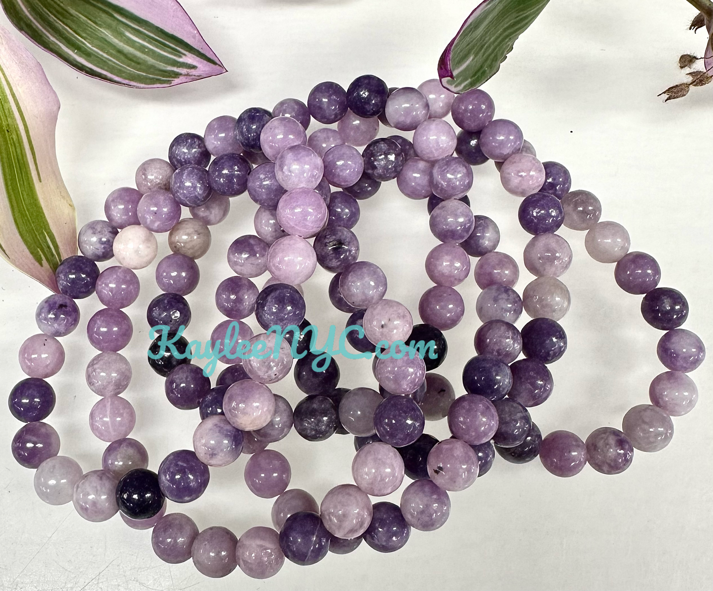 Wholesale Lot 6 Pcs Lepidolite 8mm 7.5” Crystal Healing Stretch Bracelet