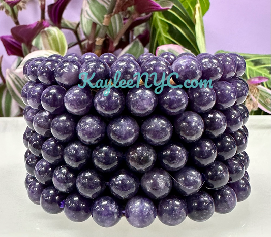 Wholesale Lot 6 Pcs Lepidolite 8mm 7.5” Crystal Healing Stretch Bracelet