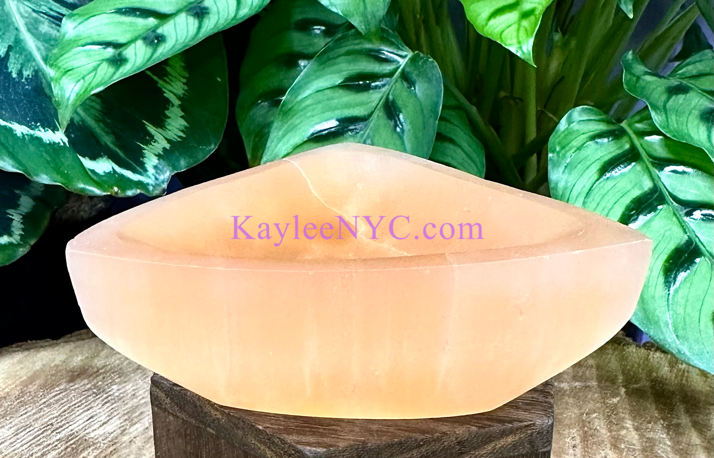 6 PCs large Natural Peach Selenite aka Satin Spar Triangle Bowl ~10cm