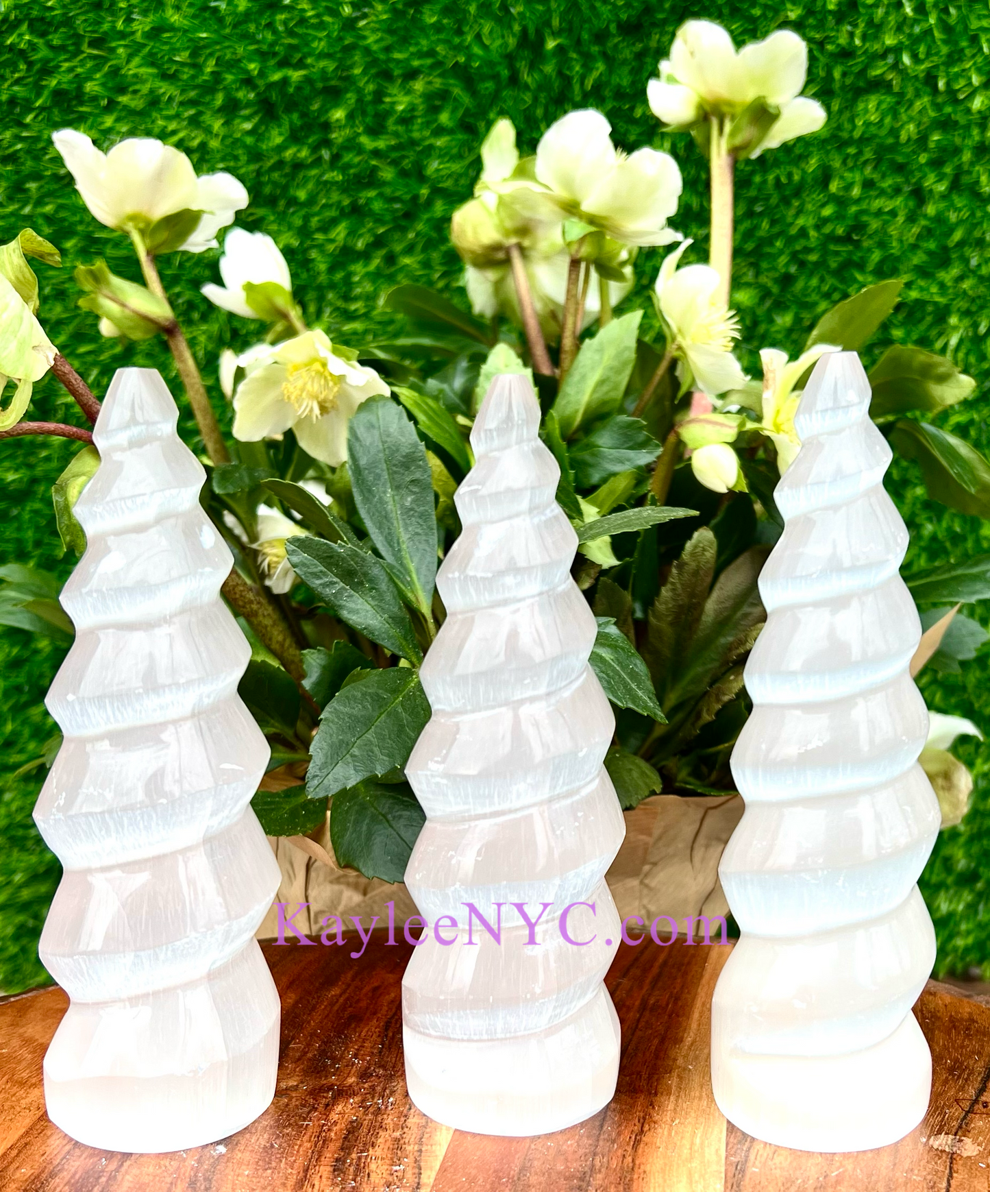 Wholesale Lot 6 pcs Natural Selenite aka Satin Spar Spiral Crystal Healing Energy ~15cm